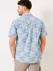 Blue Sun Short Sleeve Sun Print 100% Cotton Shirt