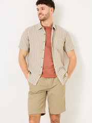 Khaki Green Short Sleeve Bray Stripe Shirt