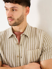 Khaki Green Short Sleeve Bray Stripe Shirt