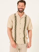 Natural Short Sleeve Embroidered Floral 100% Cotton Shirt