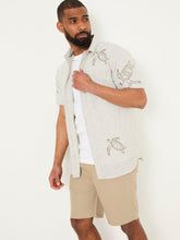 Khaki Green Short Sleeve Embroidered Turtle Shirt
