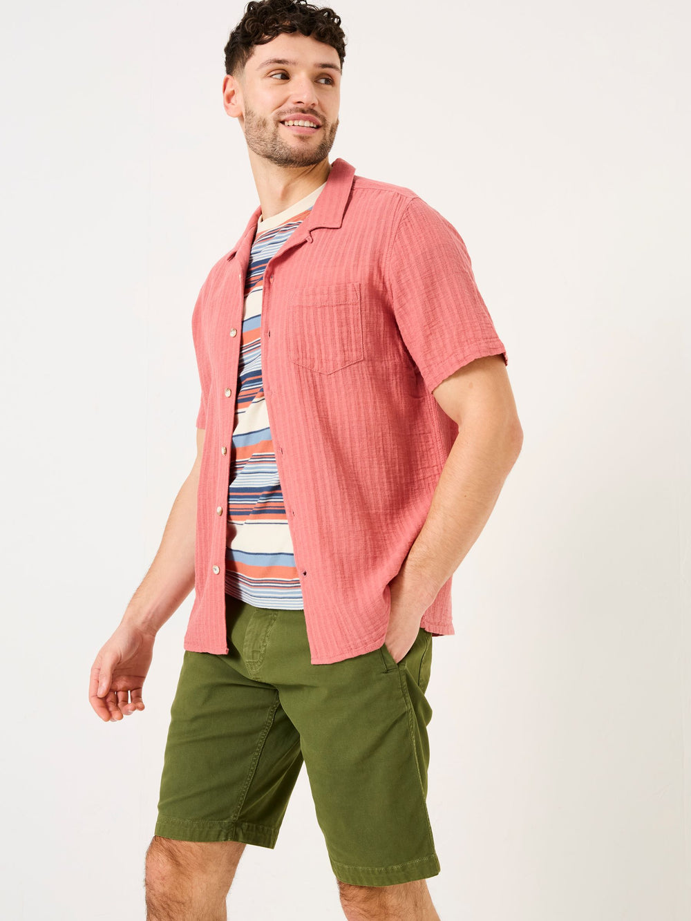 Bugle Terracotta Short Sleeve Linen Cotton Shirt