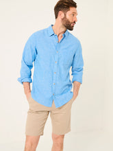 Bugle Bright Blue Linen Cotton Shirt