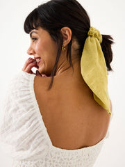 Green Beeble Embroidered Tie Scrunchie
