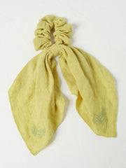Green Beeble Embroidered Tie Scrunchie