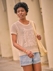Natural Crab Pattern Knitted T Shirt