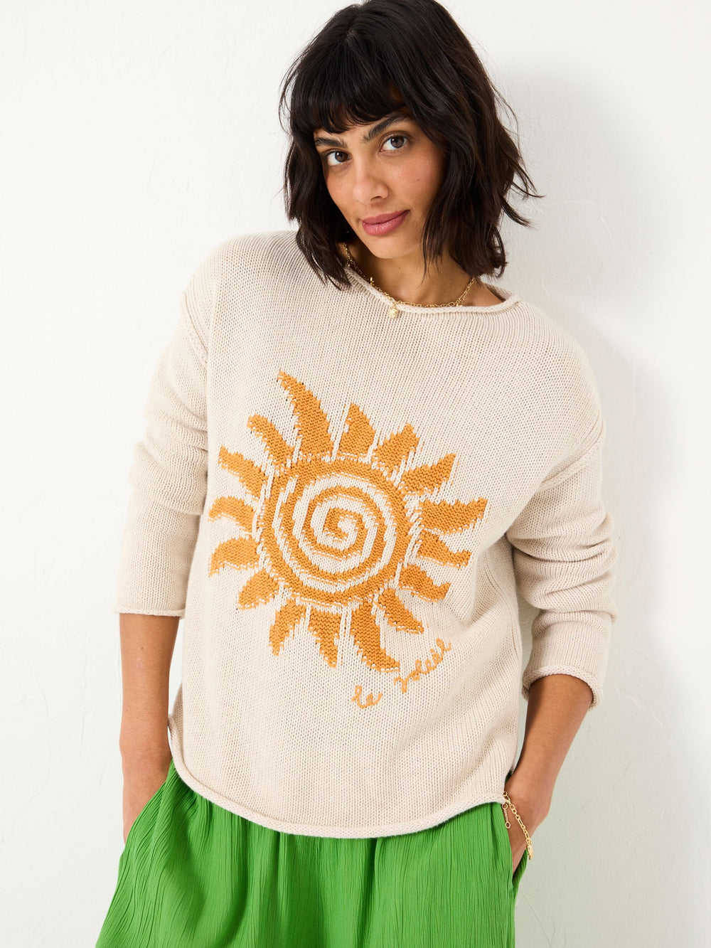 Natural Sun Crew Neck Knitted Jumper