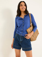 Rose Bright Blue Crew Neck Cardigan