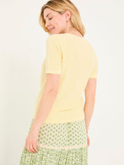 Lili Yellow Laundered Short Sleeve Cardigan