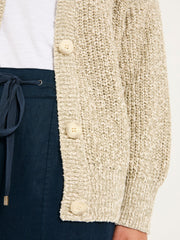 Olive Natural Knitted Tape Yarn Cardigan