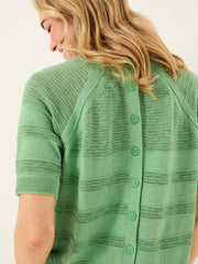 Zandra Green Cotton Linen T Shirt