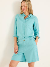Nell Turquoise Blue Linen Shorts