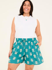 Teal Blue Lino Shell Flippy Shorts