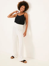 White Shirred Palazzo Wide Leg Trousers