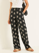 Ellie Washed Black Lino Shell Straight Leg Trousers