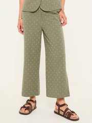 Nina Light Green Embroidered Cropped Trousers