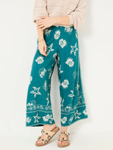 Eliza Teal Blue Lino Shell Cropped Trousers