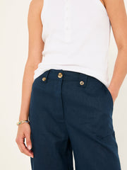 Lydia Navy Straight Leg Linen Trousers