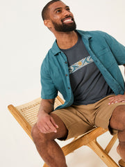 Grey Surf Patch Chest Stripe Tshirt