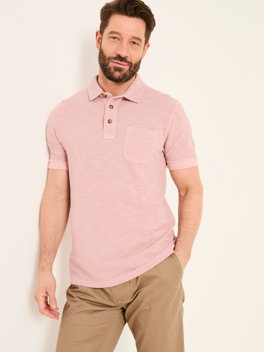 Blush Pink Short Sleeve Slub Pique Polo