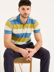 Indigo Blue Block Stripe Polo