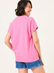 Tansy Pink 100% Cotton V-Neck T-Shirt