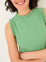 Isla Green Lace Jersey Tank Top