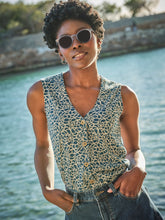 Joni Teal Blue Shibori Jersey Waistcoat