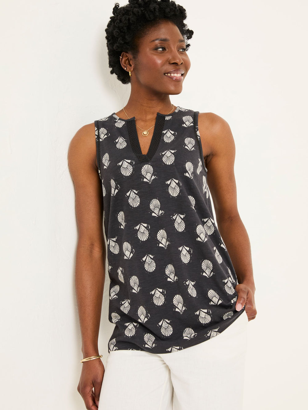 Tessa Black Mono Shells Jersey Tunic