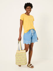 Natalie Light Yellow Beeble Embroidered T Shirt