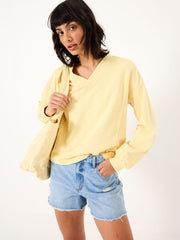 Gigi Light Yellow V Neck Sweatshirt