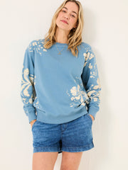 Georgia Blue Floral Print Crew Sweatshirt
