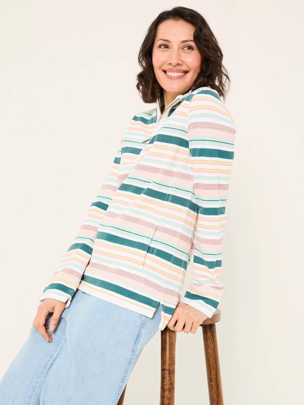 Airlie Natural Multi Stripe Sweat Top