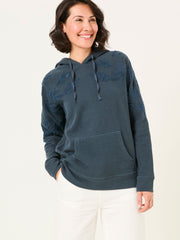Ellie Dark Vintage Blue Embroidered Hoodie