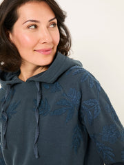 Ellie Dark Vintage Blue Embroidered Hoodie