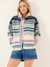 Multi Stripe Zip Through Fleece