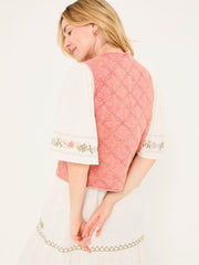 Rose Pink Quilted Tie Front Waistcoat