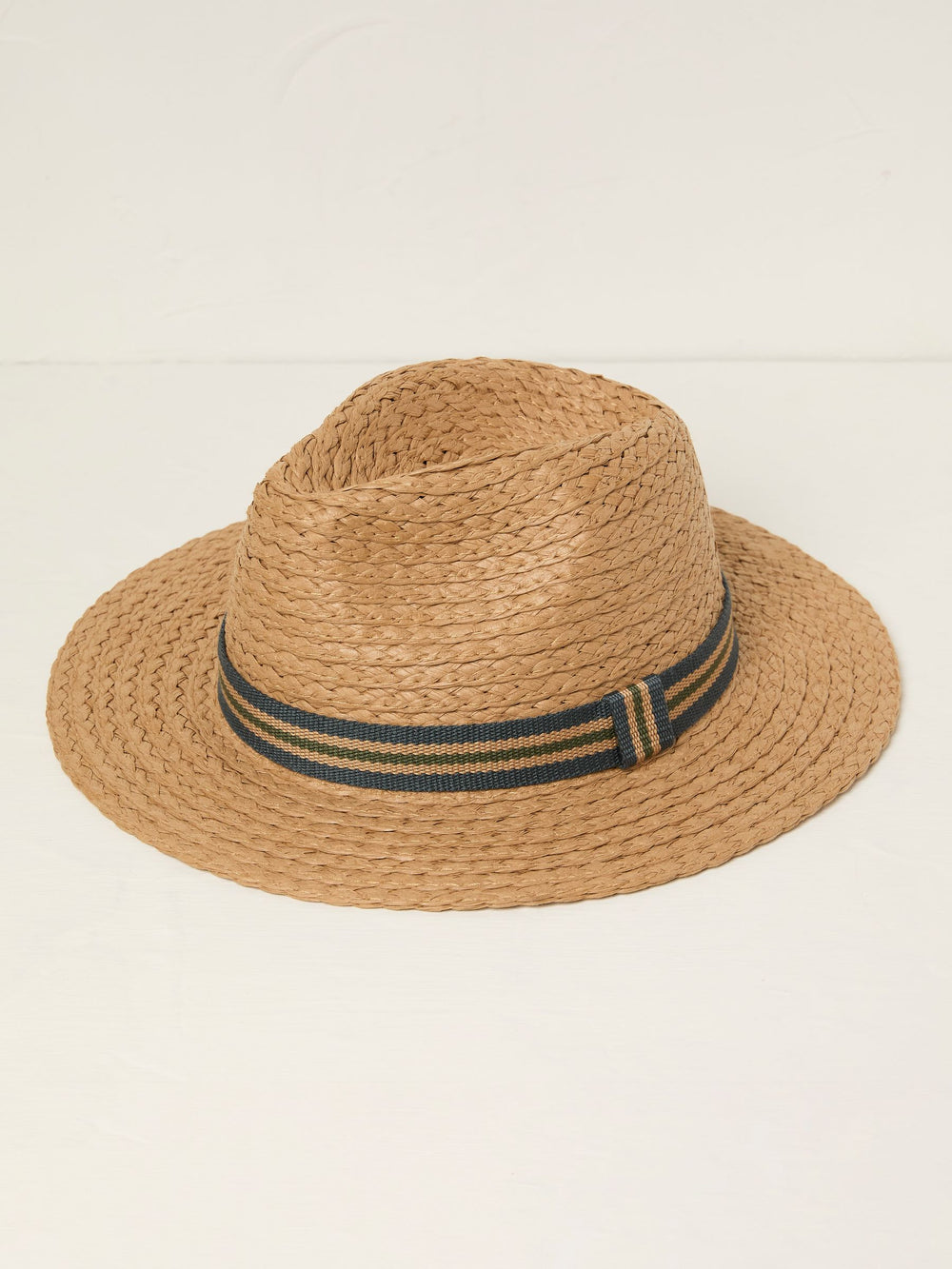 Natural Stripes Detail Fedora Straw Hat