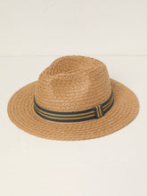 Natural Stripes Detail Fedora Straw Hat