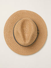 Natural Stripes Detail Fedora Straw Hat