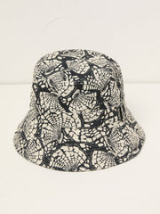Black Shell Printed Bucket 100% Cotton Hat