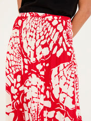 Mary Red Mono Shells Midi Skirt