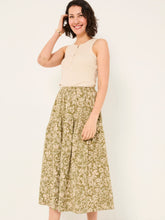 Betty Khaki Green Linear Floral Midi Skirt