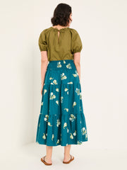 Ricky Teal Blue Figs Midi Skirt