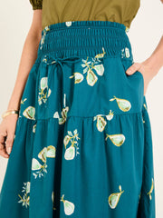 Ricky Teal Blue Figs Midi Skirt