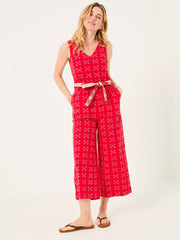 Aeran Red Jacquard Jumpsuit