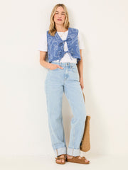 Beth Indigo Blue Printed Waistcoat