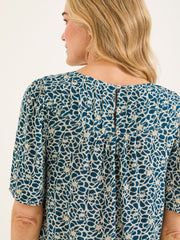 Lyndy Teal Blue Shibori Blouse
