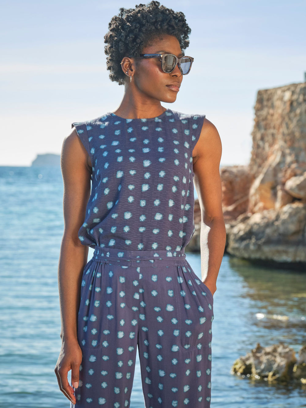 Fliss Teal Blue Mini Spot Top