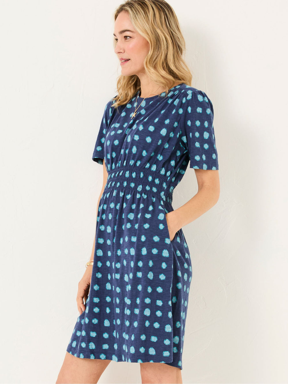Liv Indigo Blue Mini Spot Jersey Dress